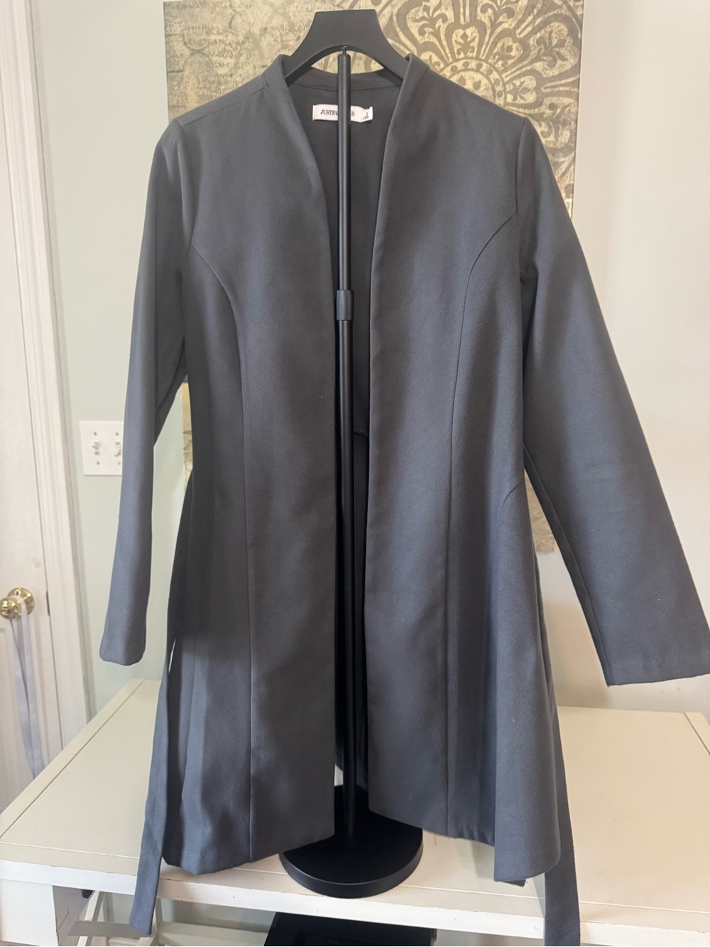 JustFab Black Open-Front Trench Coat